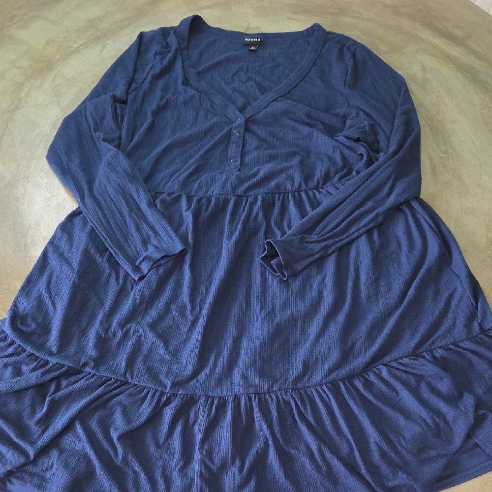 Torrid Navy Long Sleeve Dress